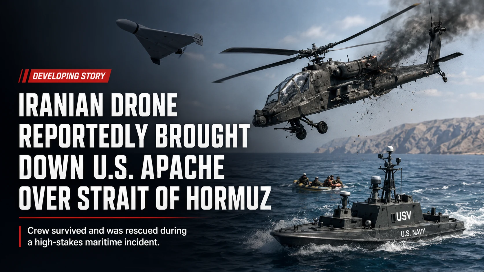 Iranian Drone Reportedly Brought Down U.S. Apache Over the Strait of Hormuz